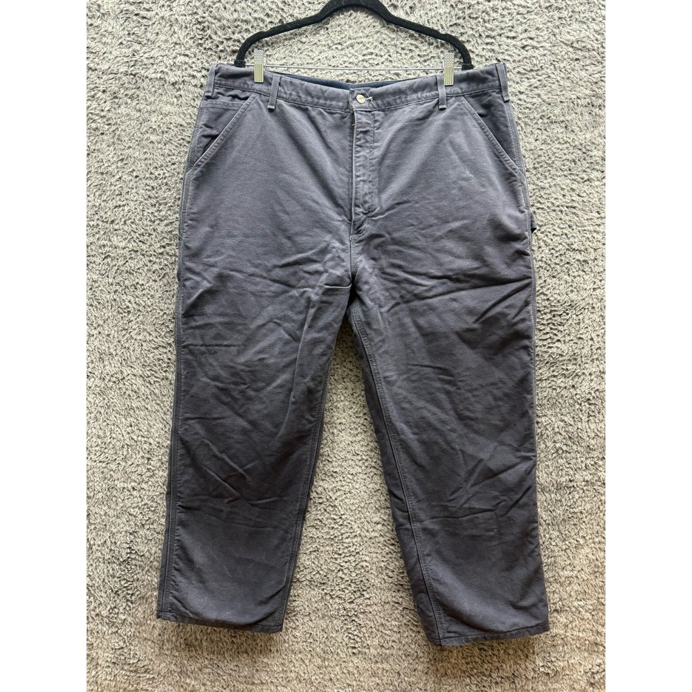 Vintage Carhartt Fleeced Carpenter Pants Dark Gray‎ Mens Workwear Size 40 x 30